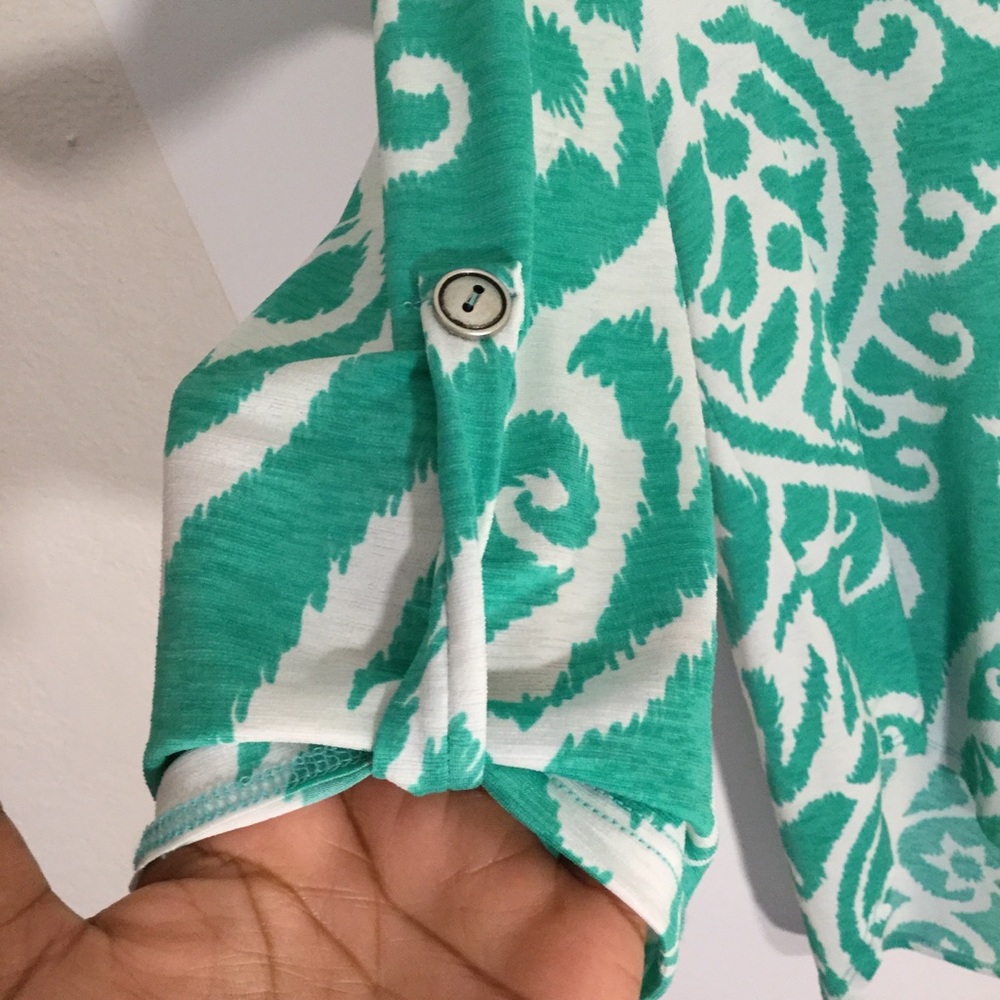 Paisley 3/4 Sleeve Blouse V Neck Hershe - Picture 6 of 6